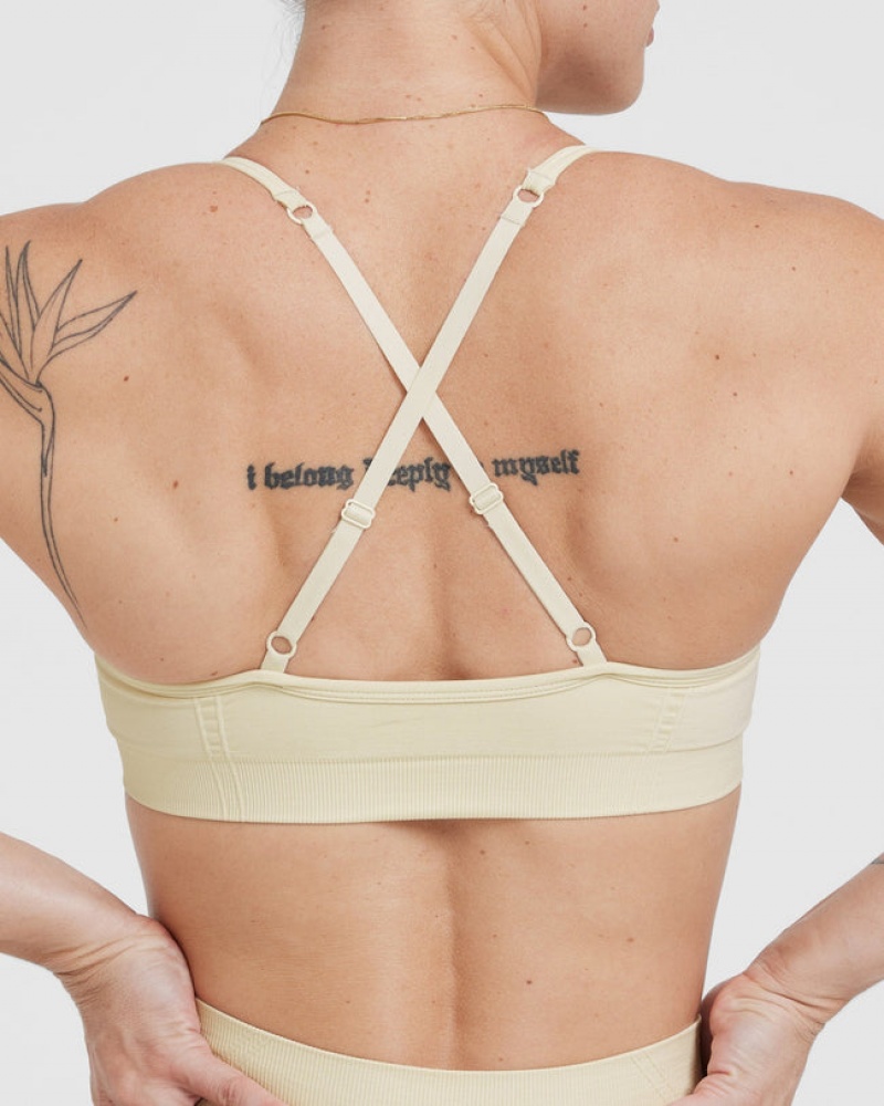 Light Yellow Oner Active Effortless Strappy Bralette Sports Bras | 87510SIVE