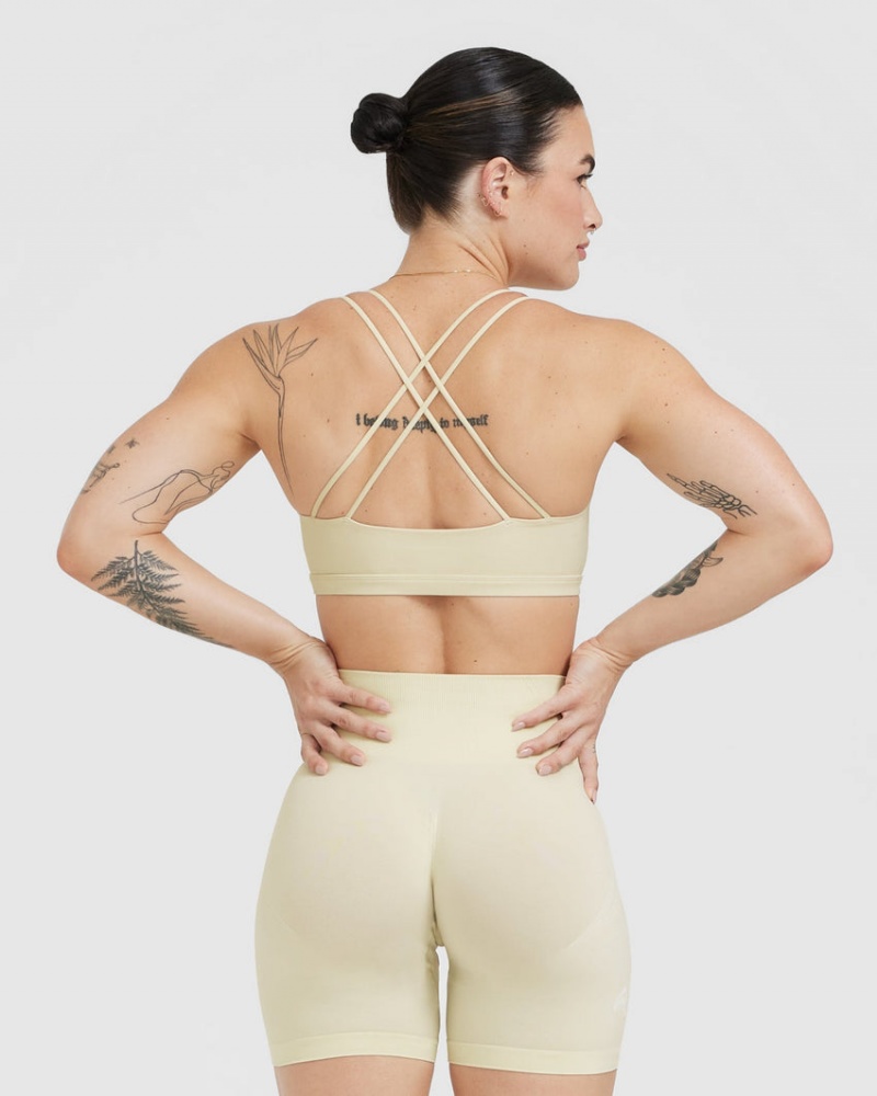 Light Yellow Oner Active Everyday Cross Over Bralette Sports Bras | 51726VBQK