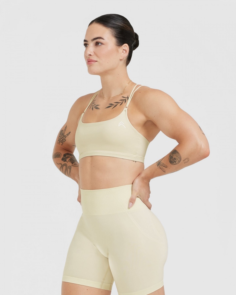 Light Yellow Oner Active Everyday Cross Over Bralette Sports Bras | 51726VBQK