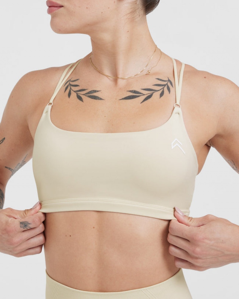 Light Yellow Oner Active Everyday Cross Over Bralette Sports Bras | 51726VBQK