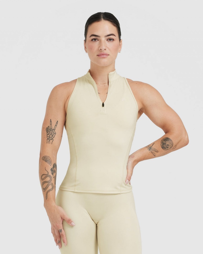 Light Yellow Oner Active Timeless Half Zip Tank T Shirts | 70984FUQP