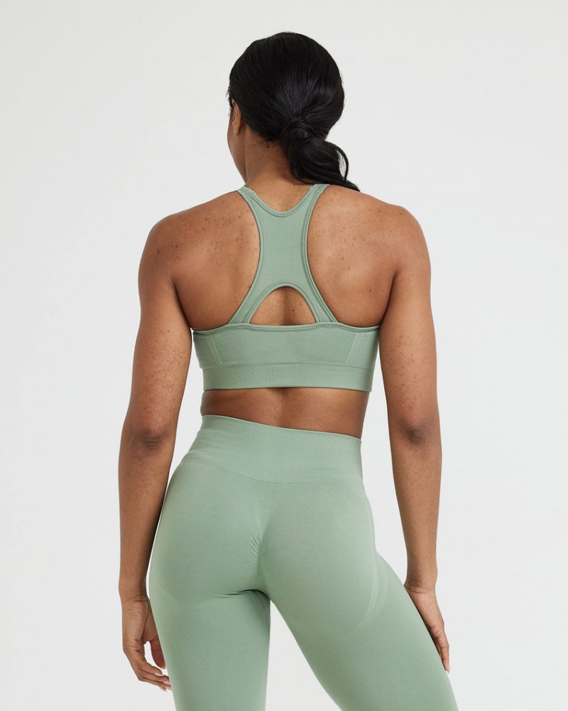 Olive Oner Active Effortless Seamless High Neck Bralette Sports Bras | 17924DVOL