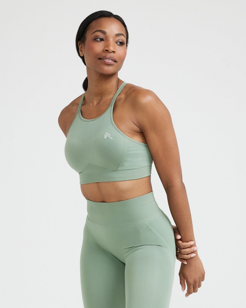 Olive Oner Active Effortless Seamless High Neck Bralette Sports Bras | 17924DVOL