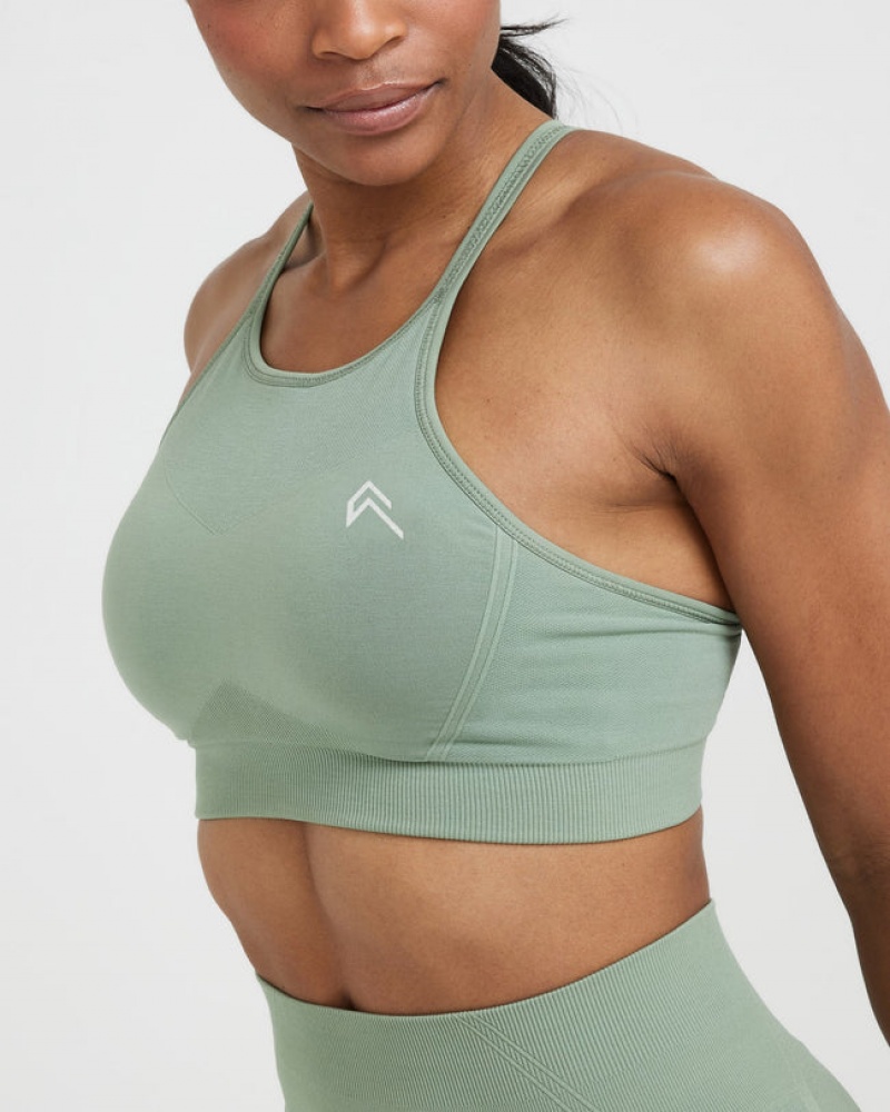 Olive Oner Active Effortless Seamless High Neck Bralette Sports Bras | 17924DVOL