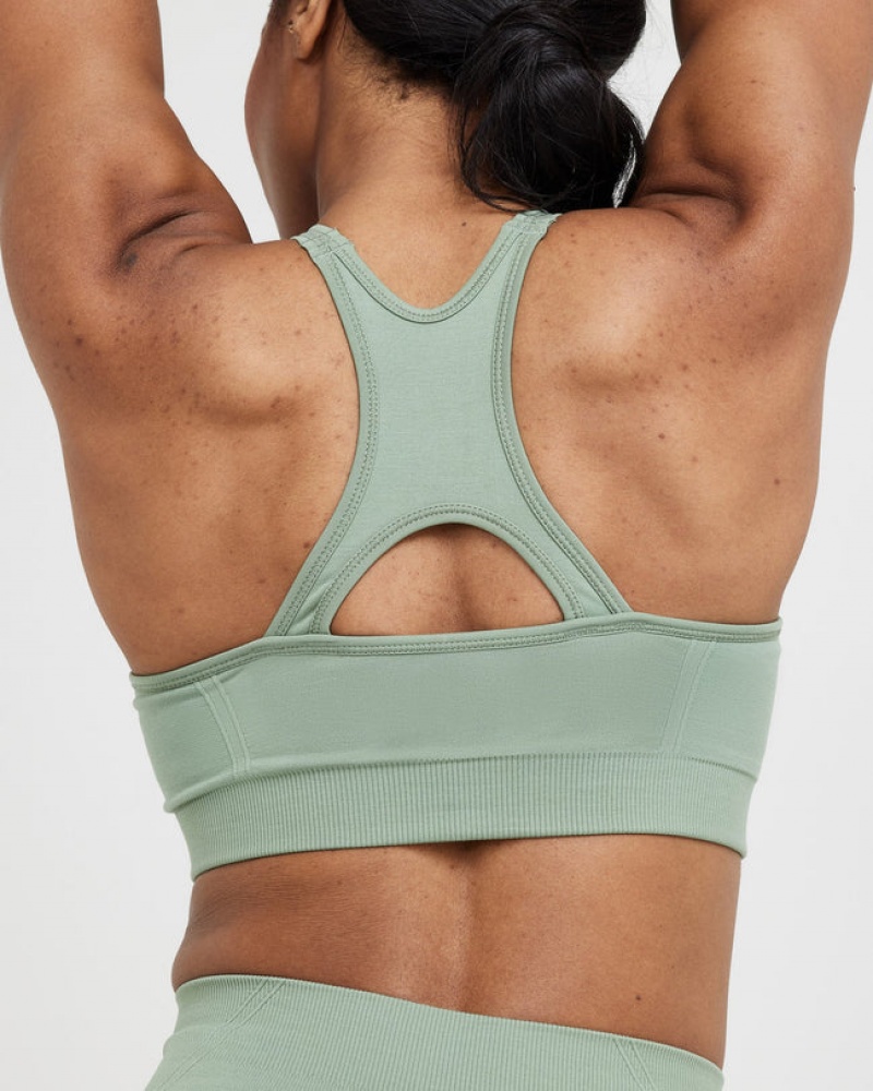 Olive Oner Active Effortless Seamless High Neck Bralette Sports Bras | 17924DVOL