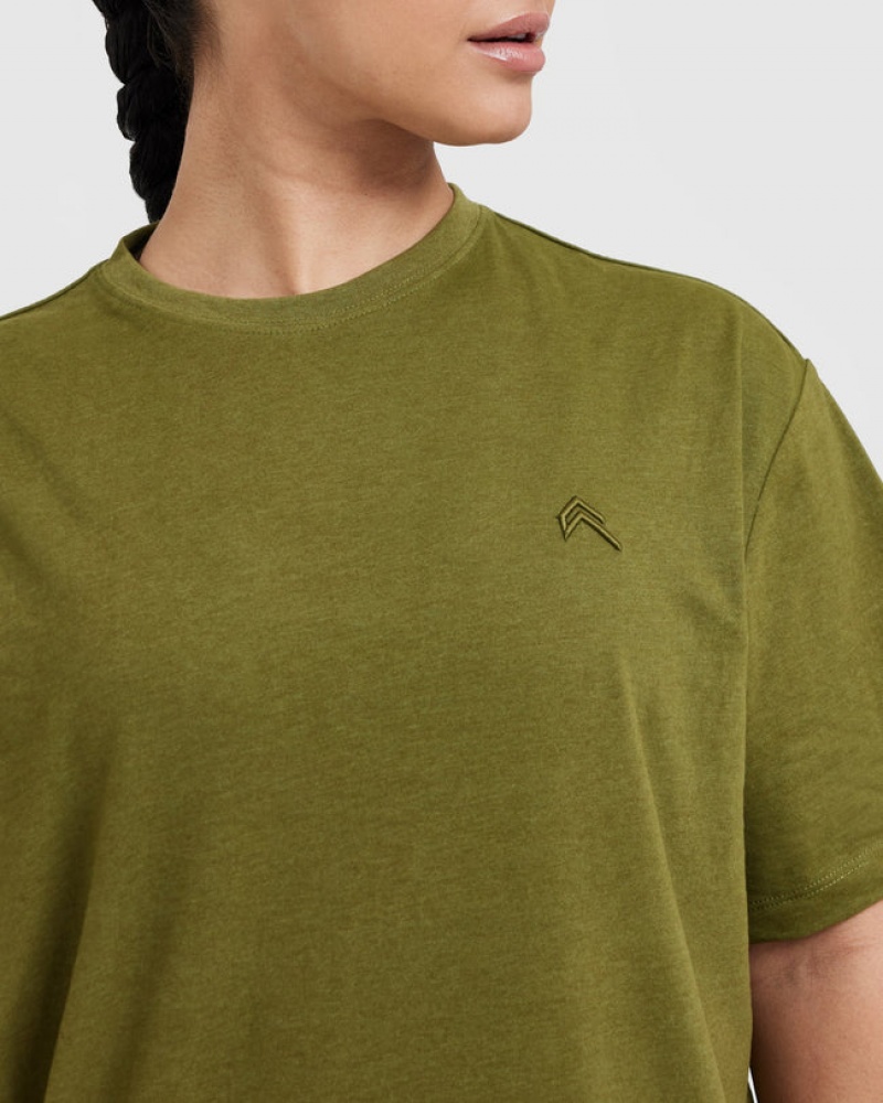 Olive / Green Oner Active Classic Oversized Lightweight T Shirts | 91843HKCP