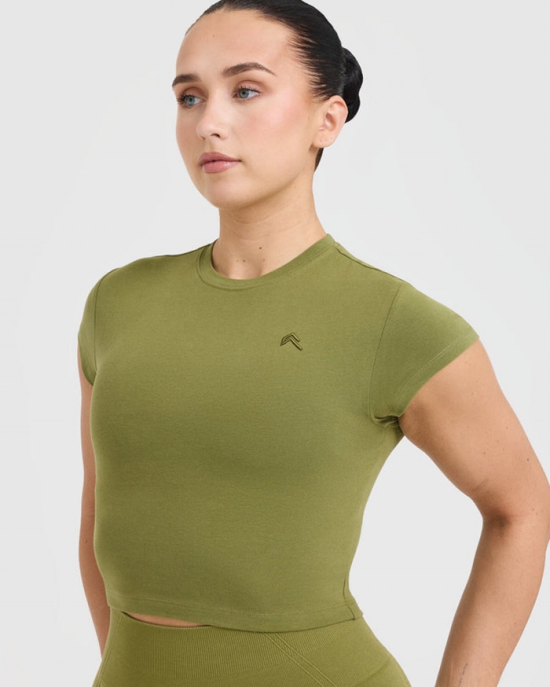 Olive / Green Oner Active Cotton Icon Baby T Shirts | 95412RKGH