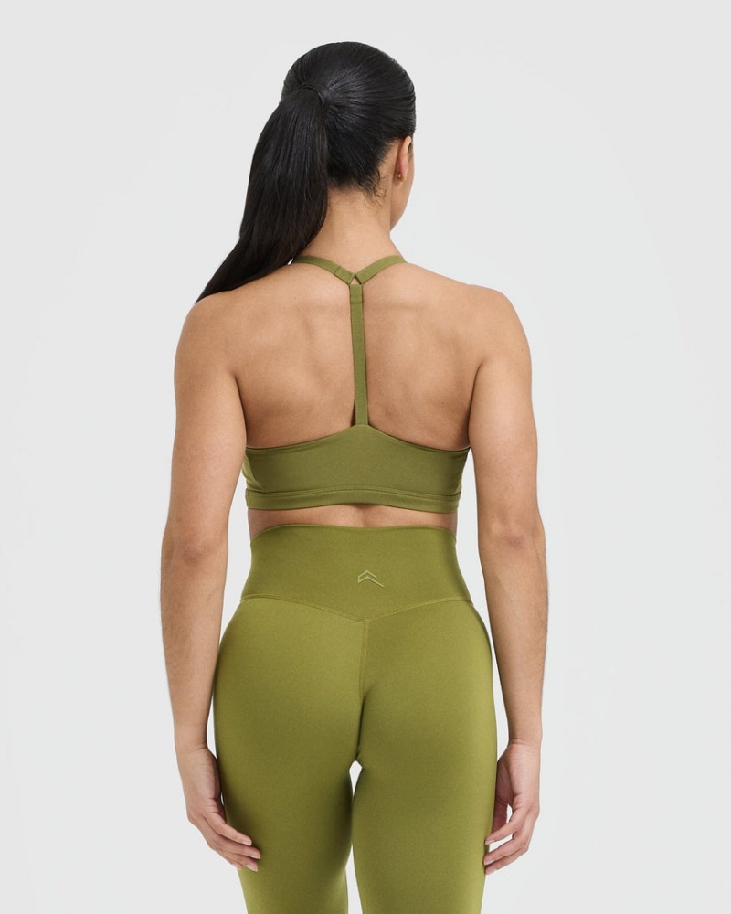 Olive / Green Oner Active Timeless Square Neck Sports Bras | 87091HVGZ