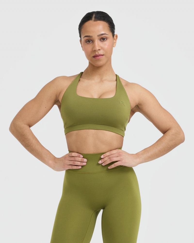 Olive / Green Oner Active Timeless Square Neck Sports Bras | 87091HVGZ