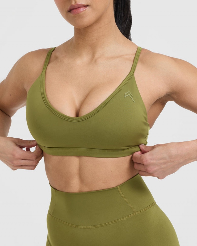 Olive / Green Oner Active Timeless Strappy Bralette Sports Bras | 90542PVKC