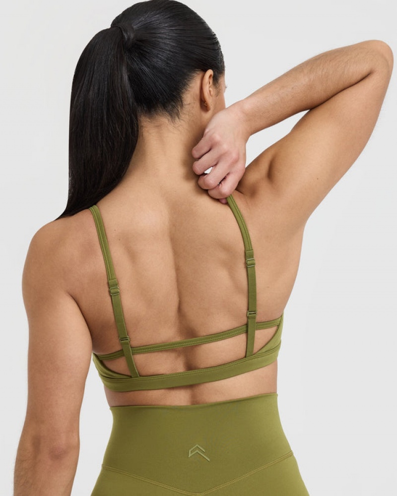 Olive / Green Oner Active Timeless Strappy Bralette Sports Bras | 90542PVKC