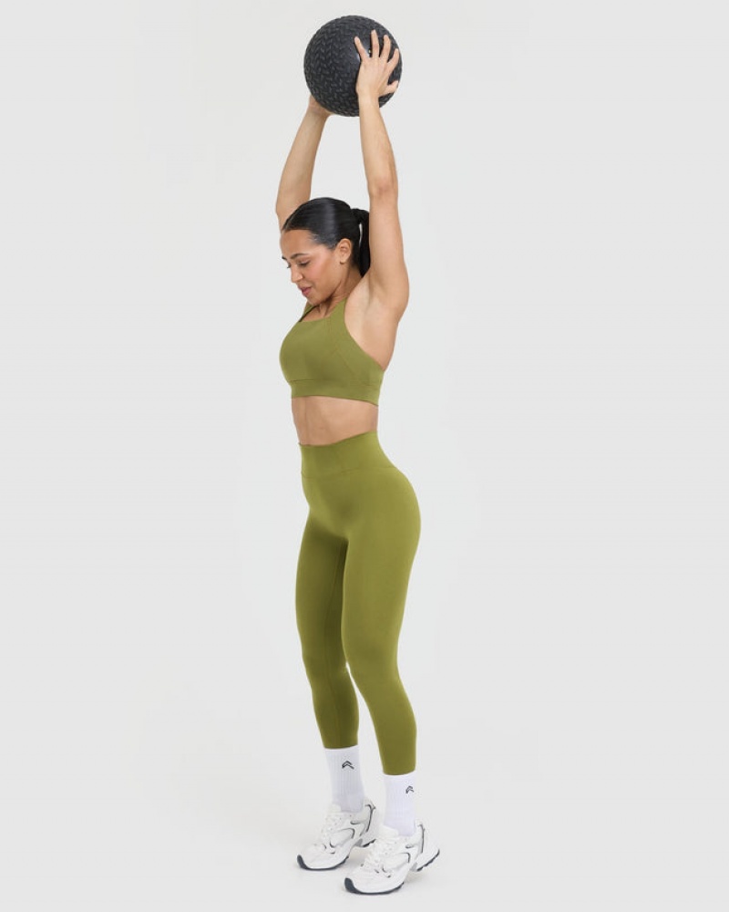 Olive / Green Oner Active Timeless Wide Strap Sports Bras | 19784MRIW