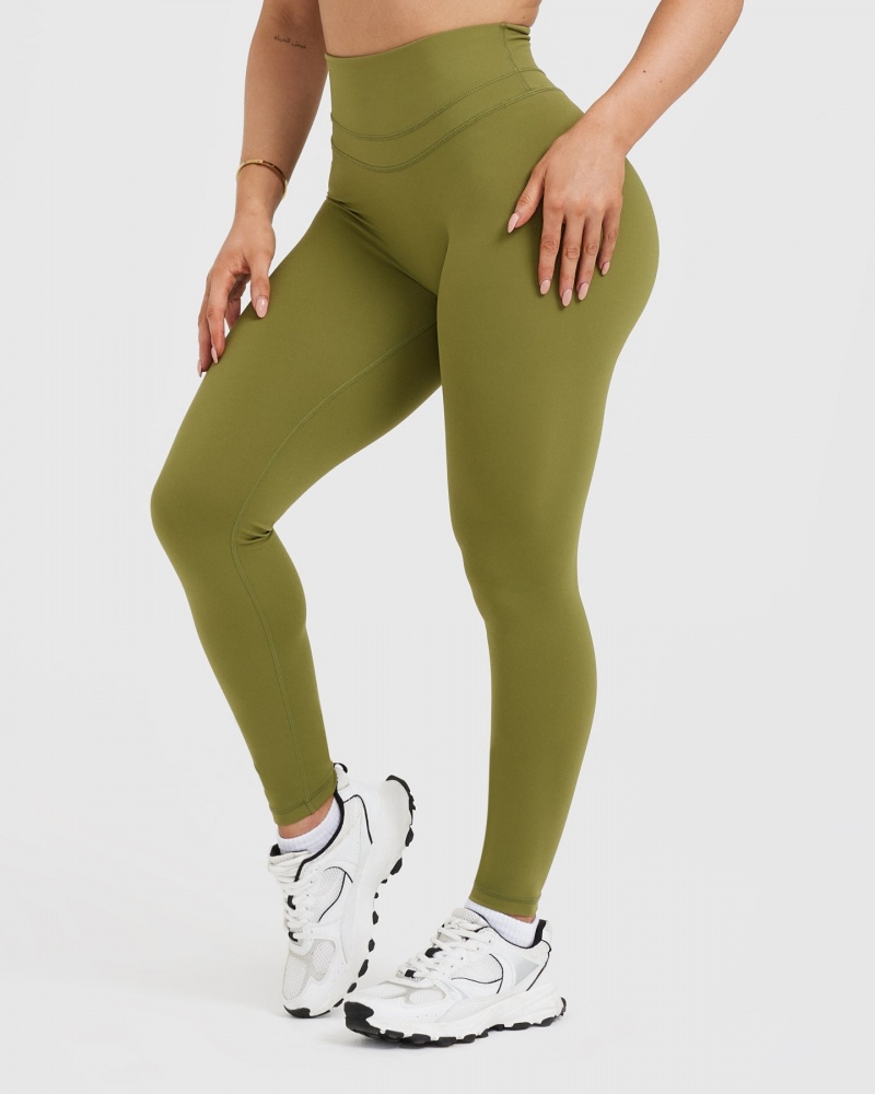 Olive / Green Oner Active Unified High Waisted Leggings | 07518OZCG