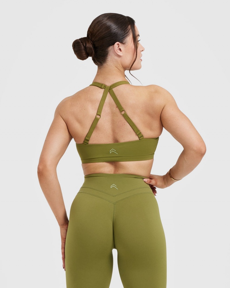 Olive / Green Oner Active Unified Twist Sports Bras | 90261ZMRG