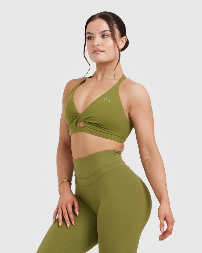 Olive / Green Oner Active Unified Twist Sports Bras | 90261ZMRG