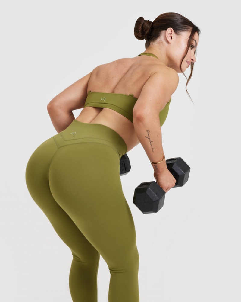 Olive / Green Oner Active Unified Twist Sports Bras | 90261ZMRG