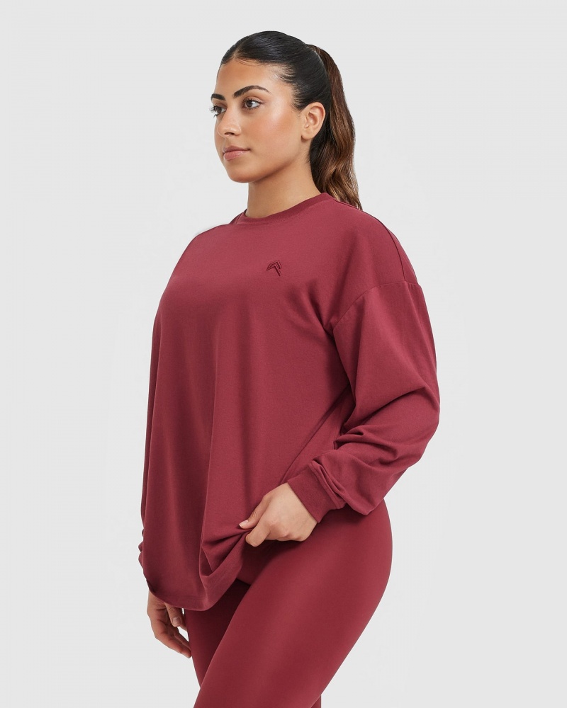 Pink Oner Active Classic Oversized Lightweight Long Sleeve T Shirts | 13986QLZC