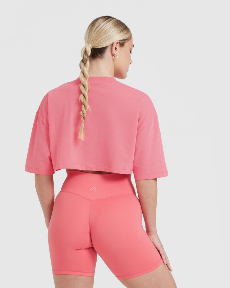 Pink Oner Active Classic Relaxed Crop Lightweight T Shirts | 96531RBAV