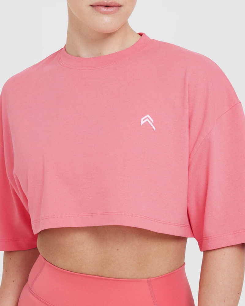 Pink Oner Active Classic Relaxed Crop Lightweight T Shirts | 96531RBAV