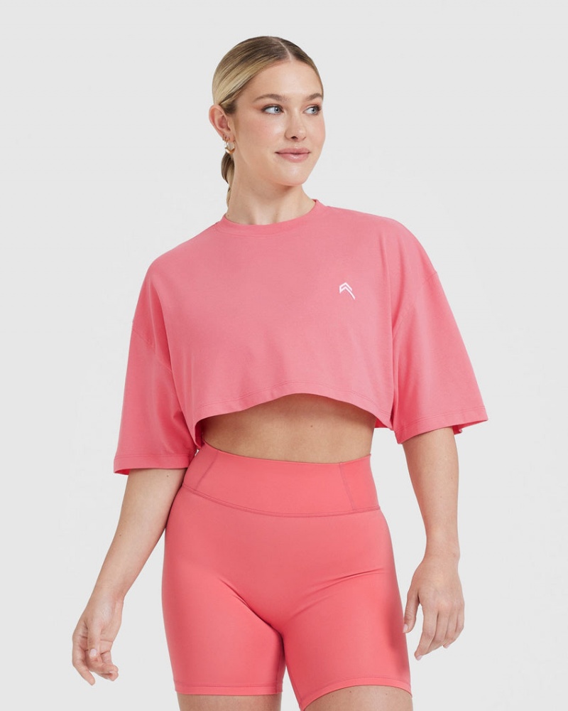 Pink Oner Active Classic Relaxed Crop Lightweight T Shirts | 96531RBAV