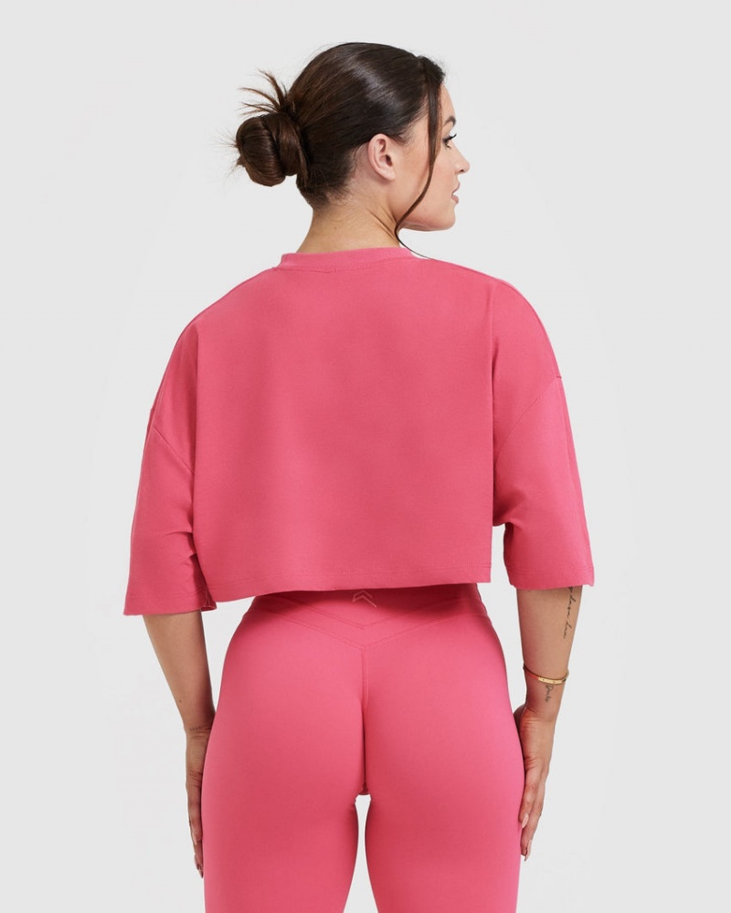 Pink Oner Active Classic Relaxed Crop Lightweight T Shirts | 94067EKCF