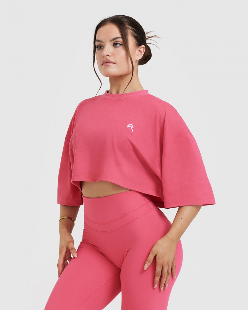 Pink Oner Active Classic Relaxed Crop Lightweight T Shirts | 94067EKCF