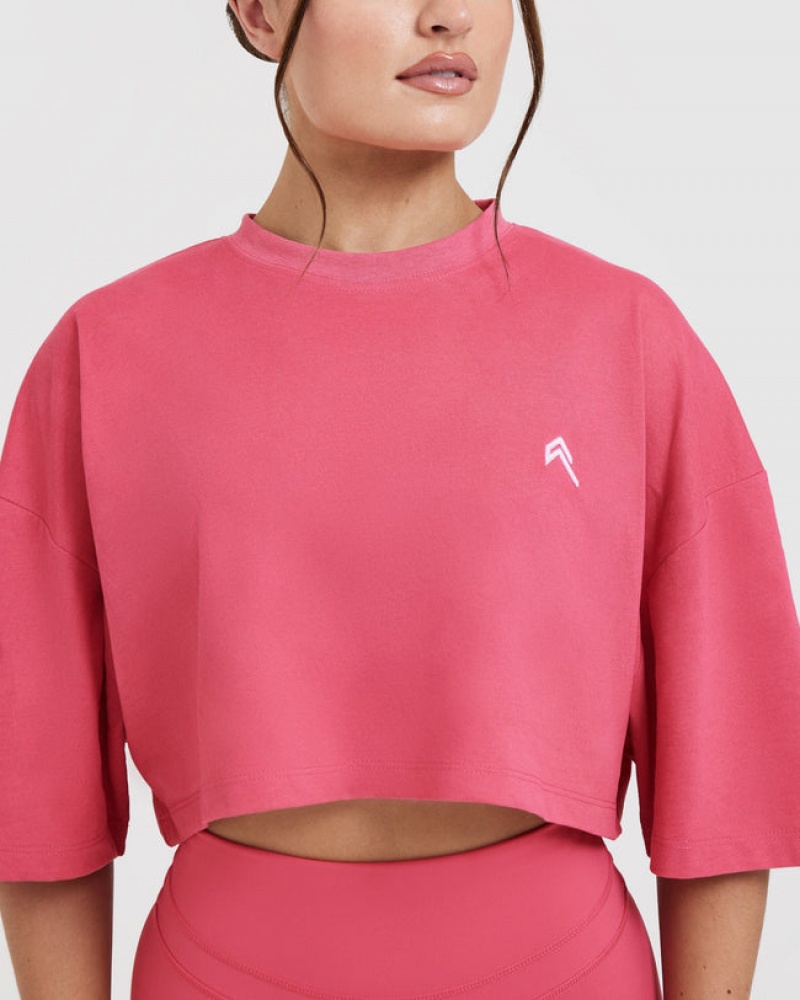 Pink Oner Active Classic Relaxed Crop Lightweight T Shirts | 94067EKCF