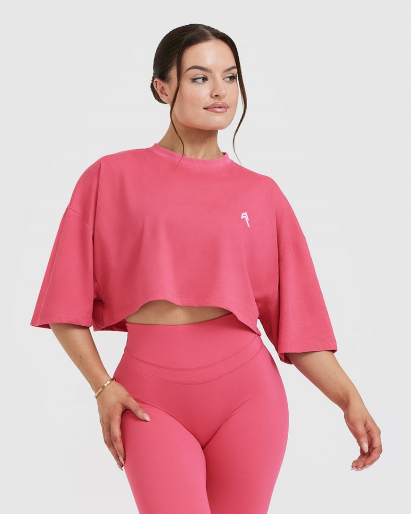 Pink Oner Active Classic Relaxed Crop Lightweight T Shirts | 94067EKCF