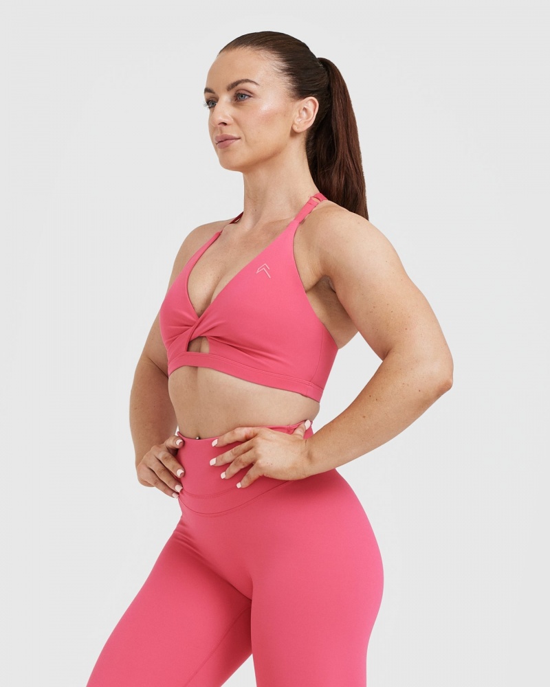 Pink Oner Active Unified Twist Sports Bras | 21869GHVY