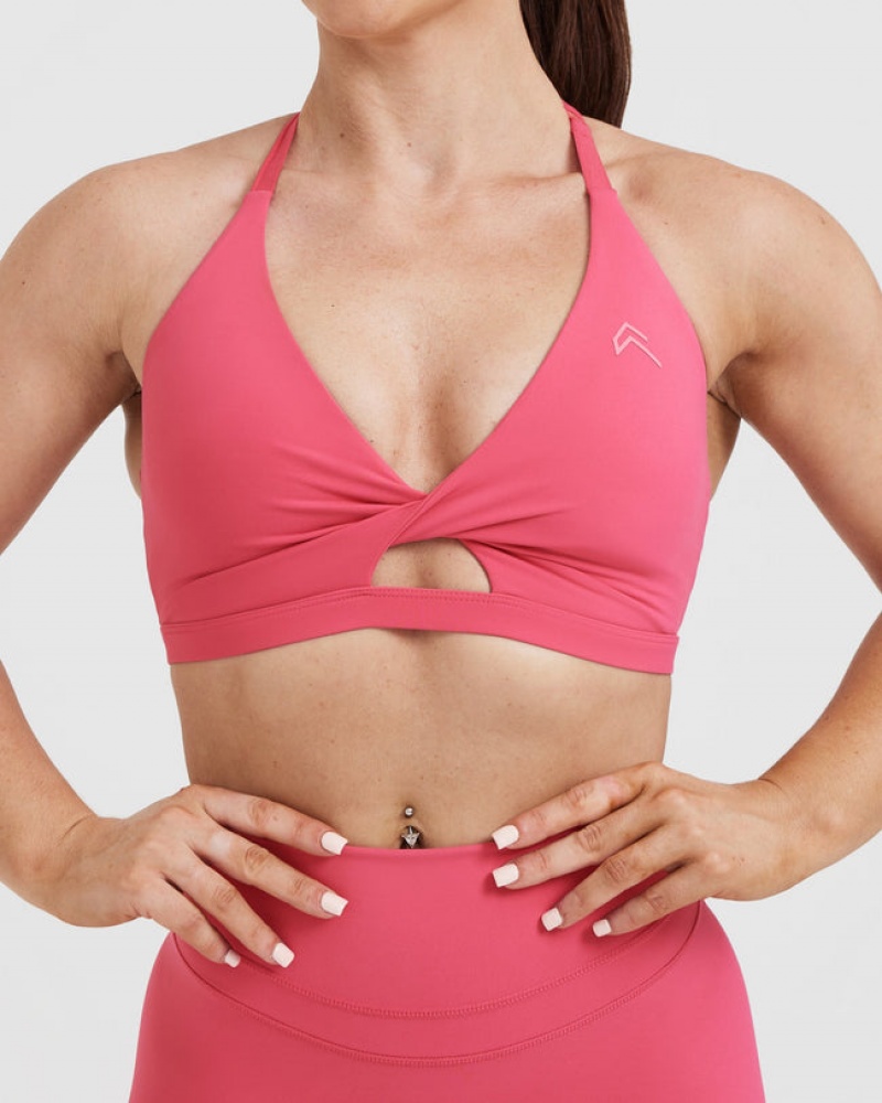 Pink Oner Active Unified Twist Sports Bras | 21869GHVY