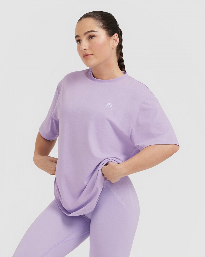 Purple Oner Active Classic Oversized Lightweight T Shirts | 67123RAXJ