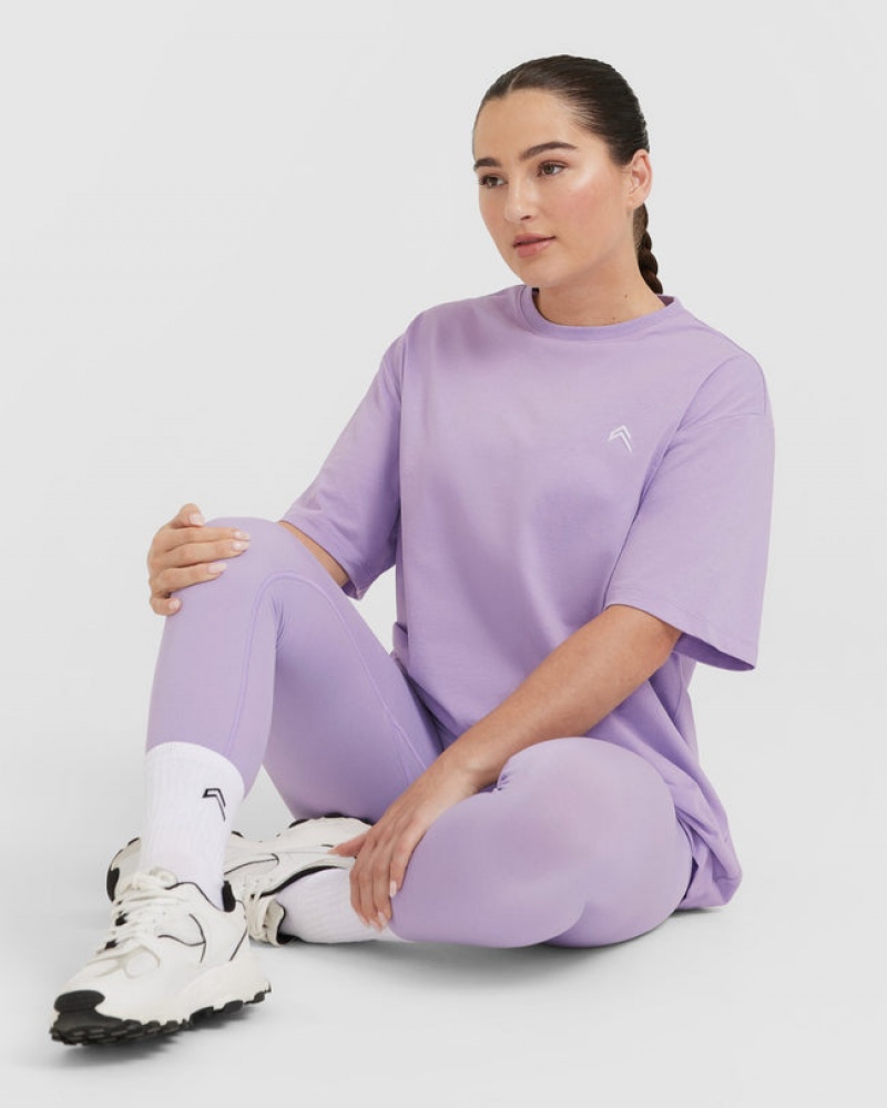 Purple Oner Active Classic Oversized Lightweight T Shirts | 67123RAXJ