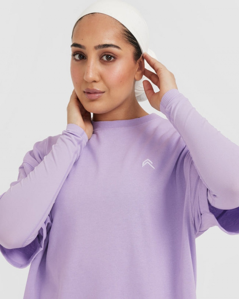 Purple Oner Active Classic Oversized Longline T Shirts | 65170WJEA