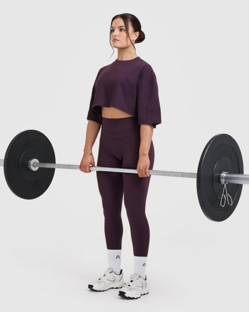 Purple Oner Active Classic Relaxed Crop Lightweight T Shirts | 42861SXDT