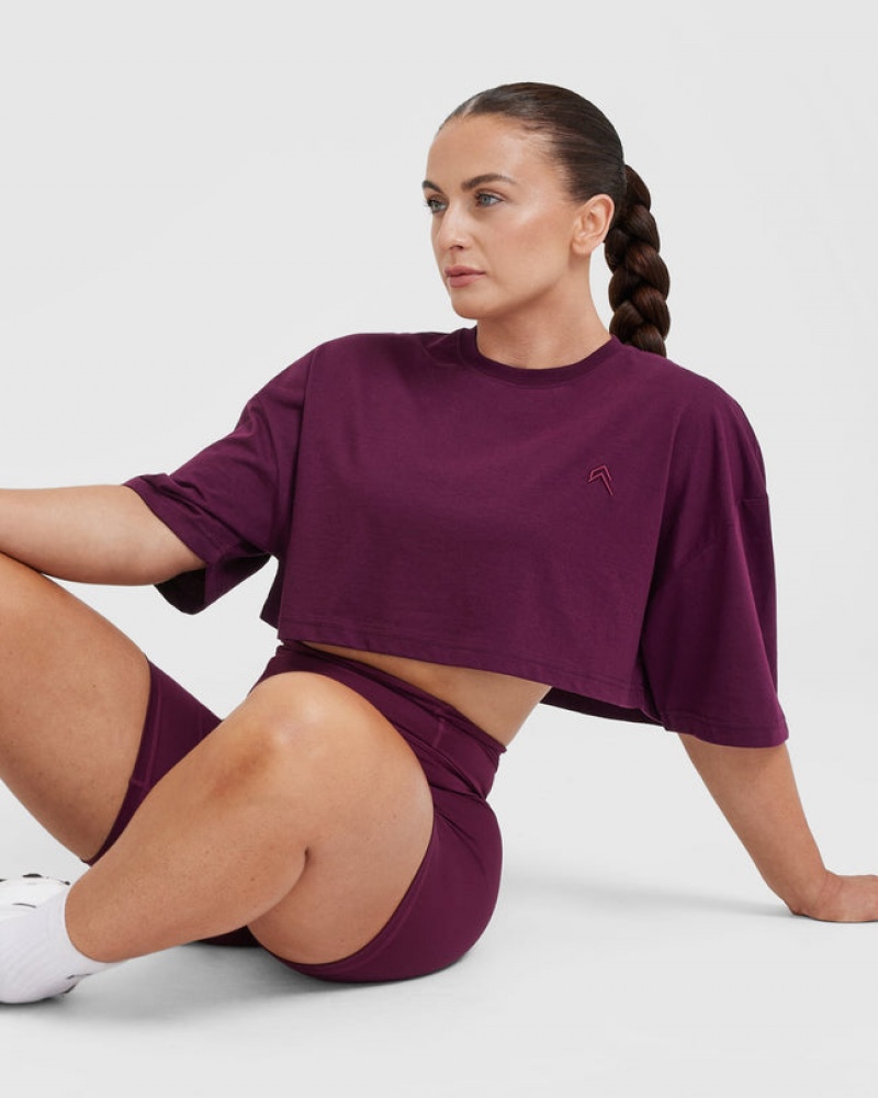 Purple Oner Active Classic Relaxed Crop Lightweight T Shirts | 28416NWKR