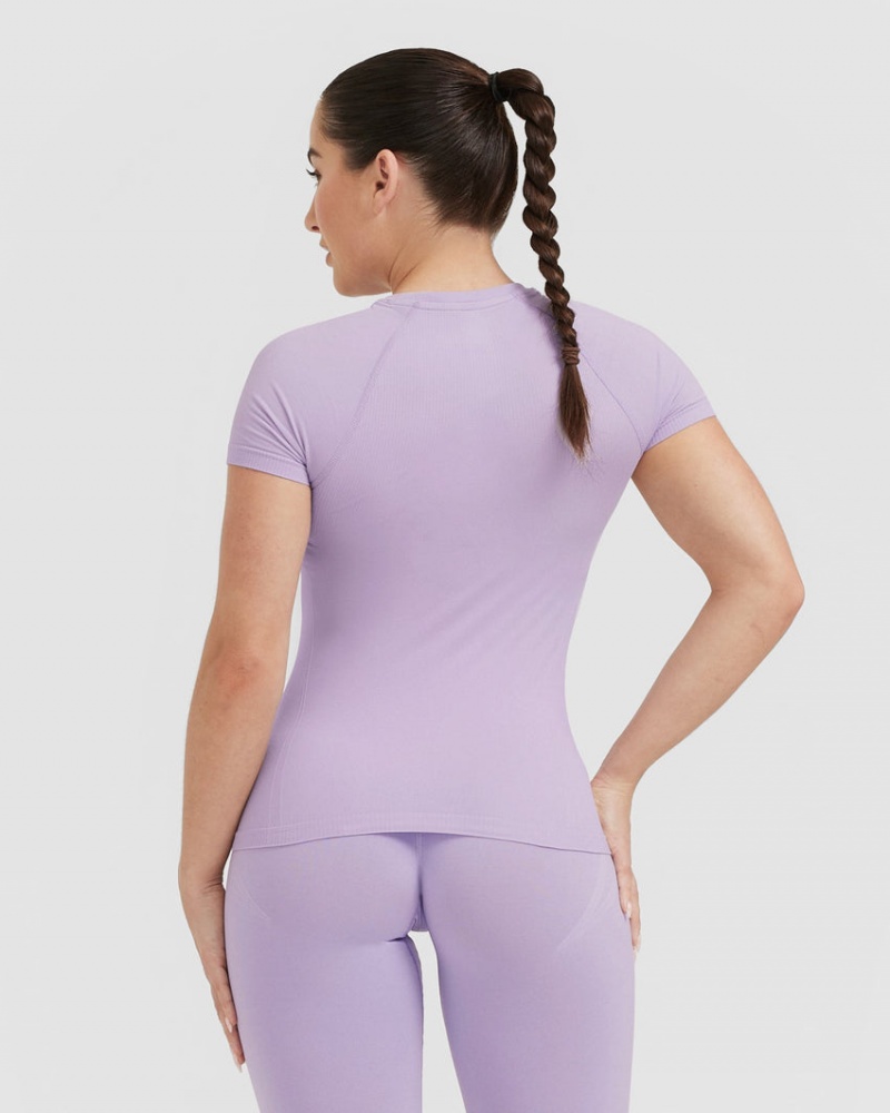 Purple Oner Active Go To Seamless Fitted T Shirts | 63785AJTL