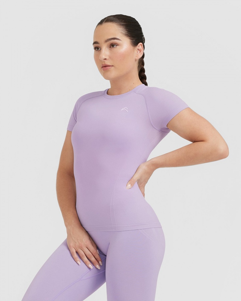 Purple Oner Active Go To Seamless Fitted T Shirts | 63785AJTL