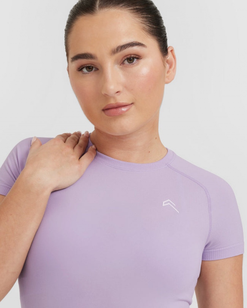 Purple Oner Active Go To Seamless Fitted T Shirts | 63785AJTL