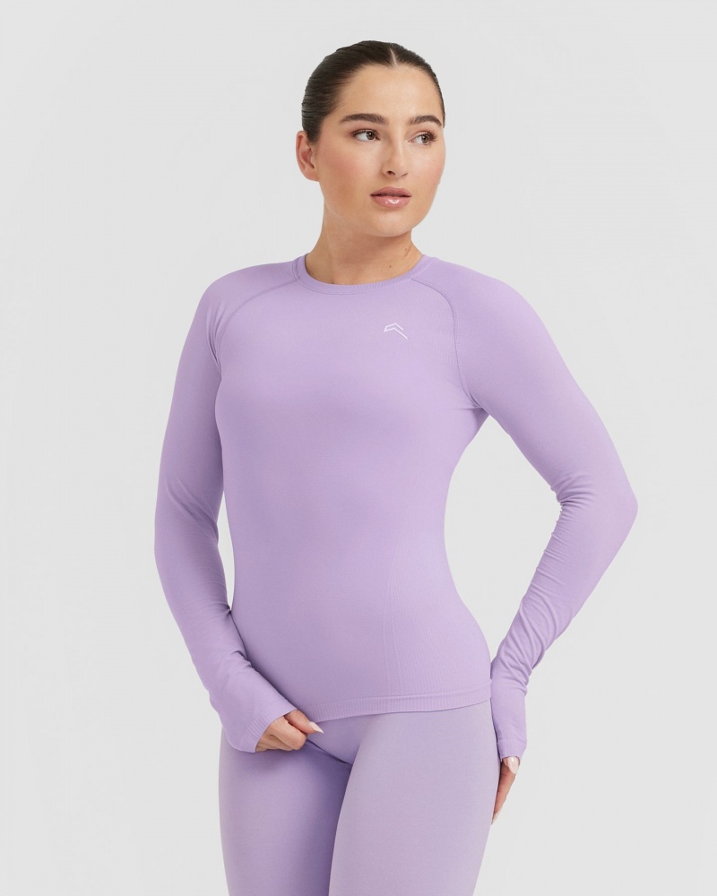 Purple Oner Active Go To Seamless Fitted Long Sleeve T Shirts | 24518MODR