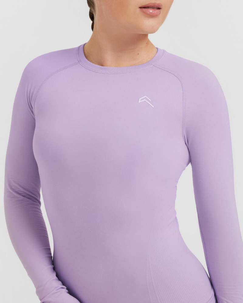 Purple Oner Active Go To Seamless Fitted Long Sleeve T Shirts | 24518MODR