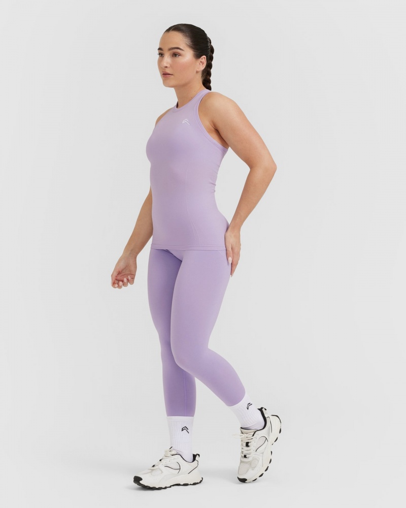 Purple Oner Active Go To Seamless Fitted High Neck T Shirts | 52763BURI