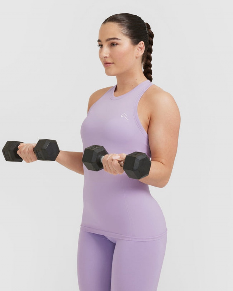 Purple Oner Active Go To Seamless Fitted High Neck T Shirts | 52763BURI