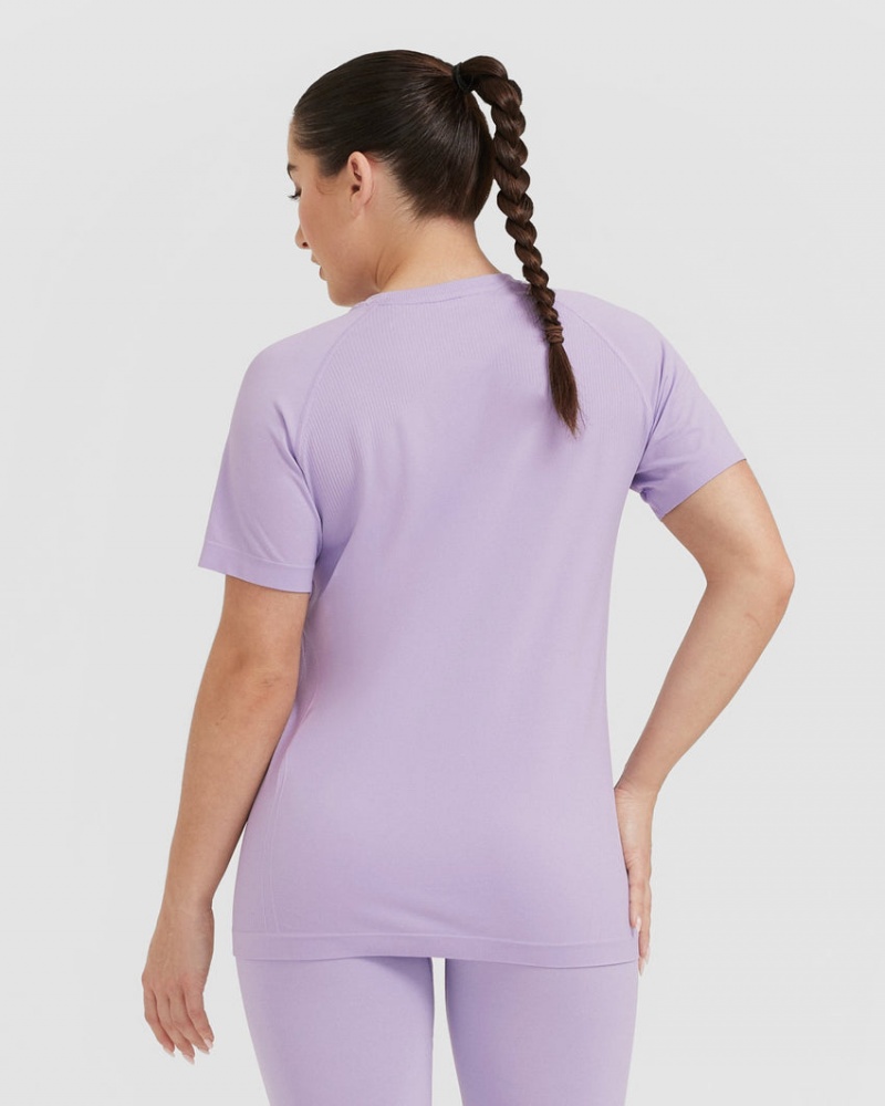 Purple Oner Active Go To Seamless Loose T Shirts | 28064HRFC