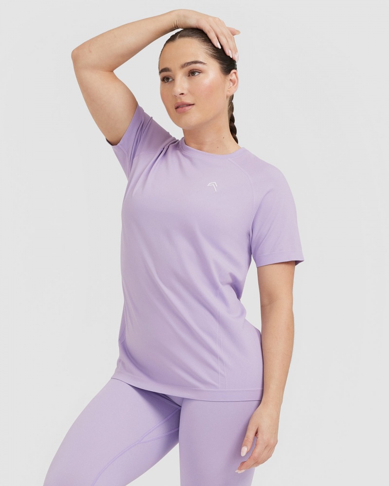 Purple Oner Active Go To Seamless Loose T Shirts | 28064HRFC