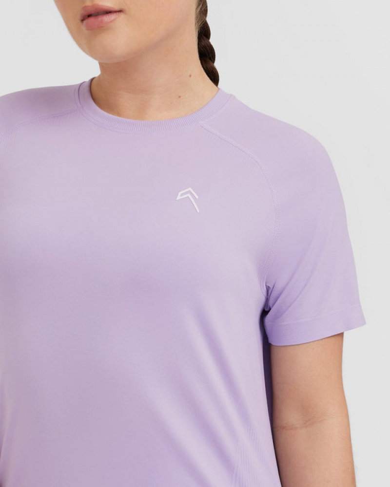 Purple Oner Active Go To Seamless Loose T Shirts | 28064HRFC