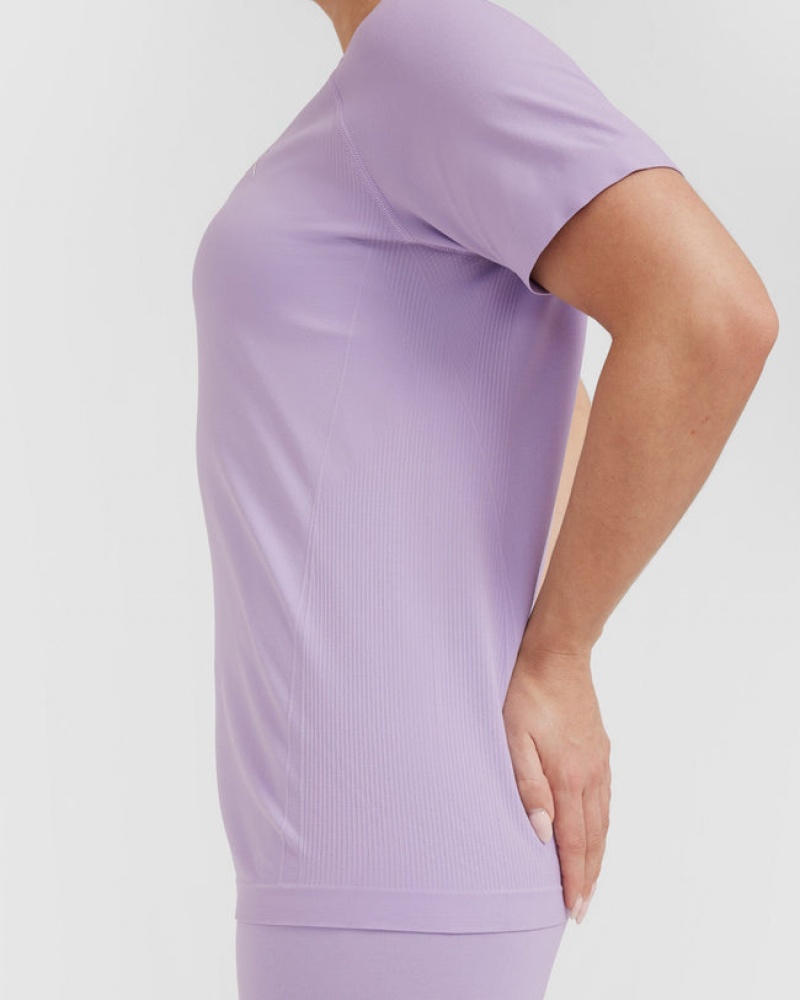 Purple Oner Active Go To Seamless Loose T Shirts | 28064HRFC