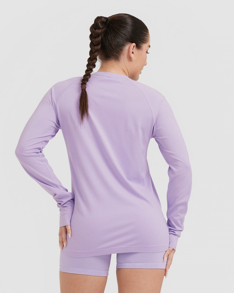 Purple Oner Active Go To Seamless Loose Long Sleeve T Shirts | 65417XHQB