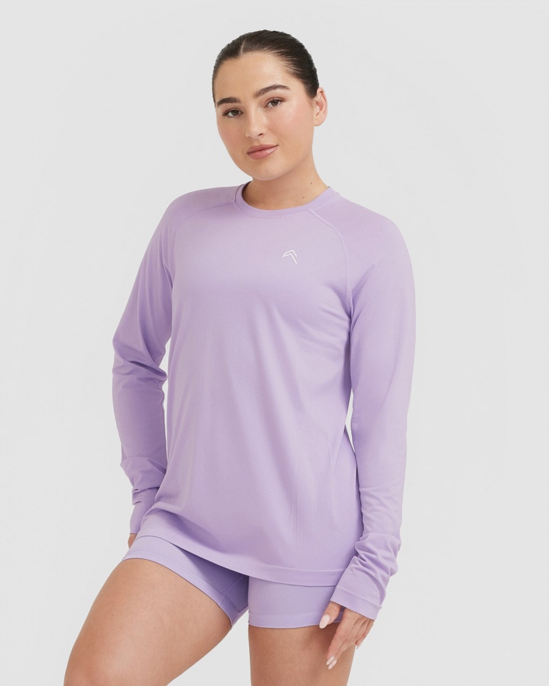 Purple Oner Active Go To Seamless Loose Long Sleeve T Shirts | 65417XHQB