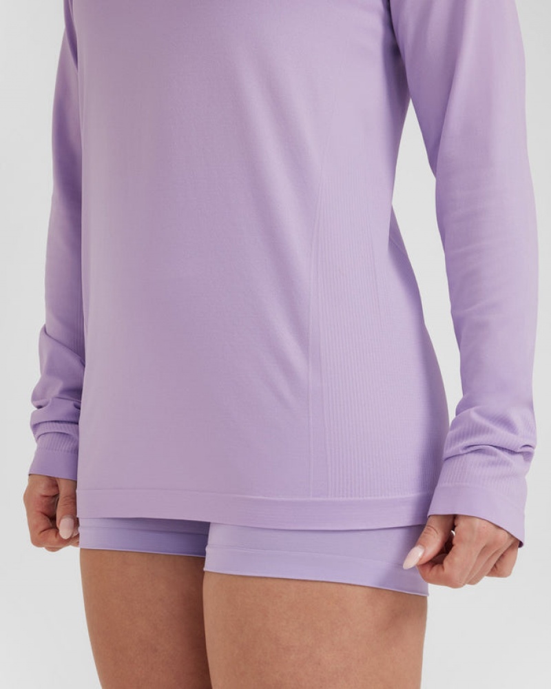 Purple Oner Active Go To Seamless Loose Long Sleeve T Shirts | 65417XHQB