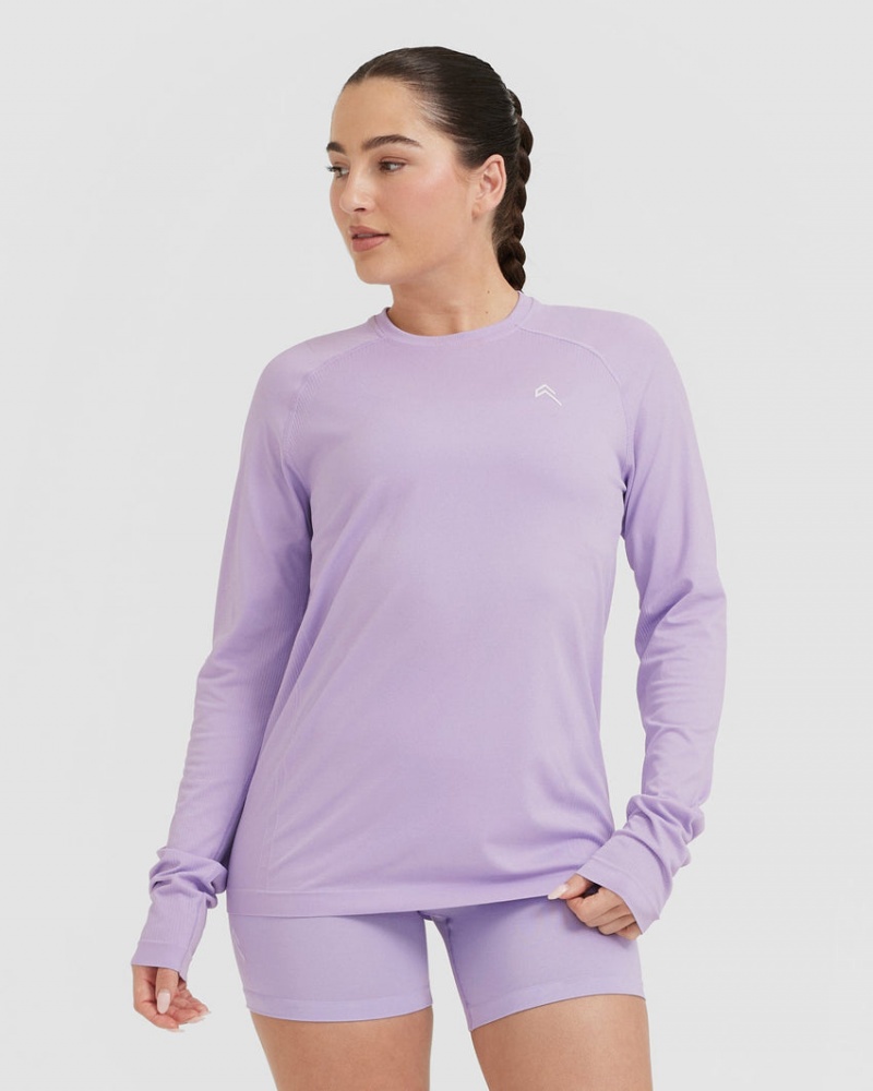 Purple Oner Active Go To Seamless Loose Long Sleeve T Shirts | 65417XHQB